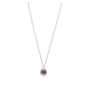 Signed A Shell Locket Necklace Silver Tone 18" Chain With Adjustable Clasp